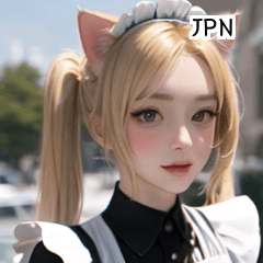 JPN blonde maid cosplay girl