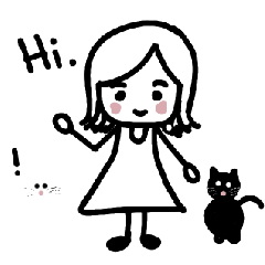 เด็กผู้หญิงกับแมวขาวดำ