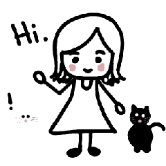girl with cat black and white