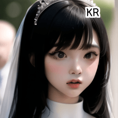 KR black hair wedding girl