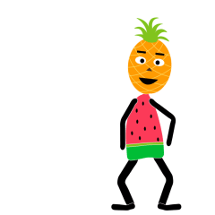 pineapple and watermelon man sticker