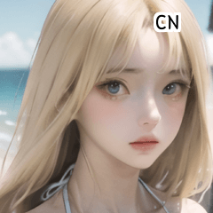 CN white summer bikini girl