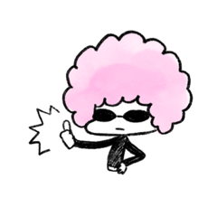 Pink fluffy afro