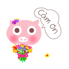 幸運を祈る ピンクの豚(ベトナム語)