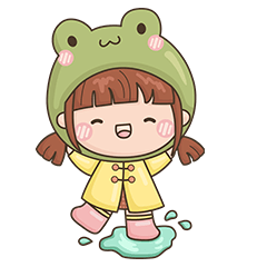 Cute Frog and Rain