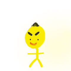 Moving yellow bird-like business man