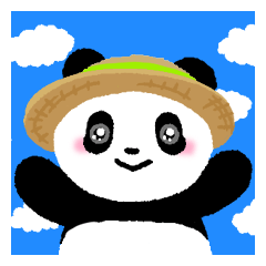 The cute panda's happy summer vacation