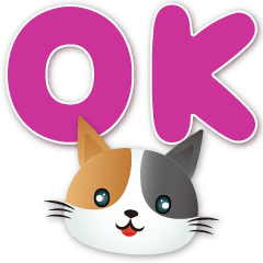 Q Calico cat-colorful big font-workplace