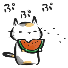 Loose "kanji" calico cat (Summer)