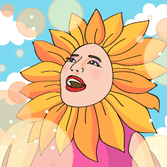 สติ๊กเกอร์ไลน์ Let’s Karaoke: Sunflower Girl Stickers