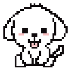 White Maltese Dog Pixel 8 bit