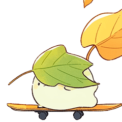 Autumn leaves and skateboard.