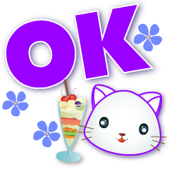 Cute White Cat-Big font Sticker*