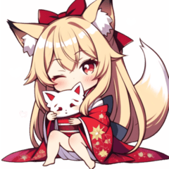 cute fox shrine maiden