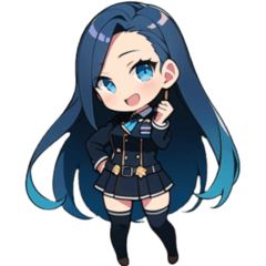 cute blue hair girl cop