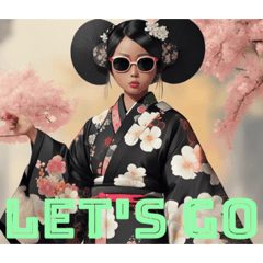 Kimono Japanese Woman Sunglasses