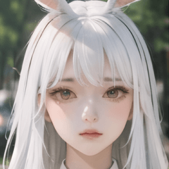 귀여운 흰색 토끼 소녀