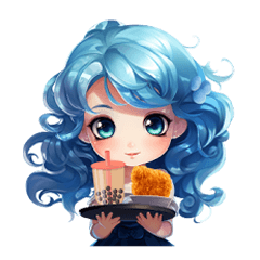 blue haired girl-drink order