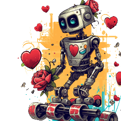 Robots, flowers and skateboards