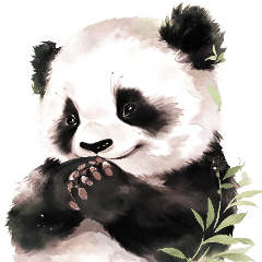 cute giant panda in bamboo forest