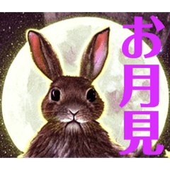 Full moon rabbit stickers 230802