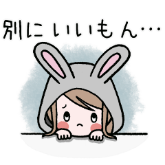 Rabbit ear hoodie girl (negative)