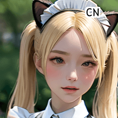 CN blonde maid cosplay girl A