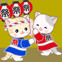 Cute baby cats wearing "Happi"