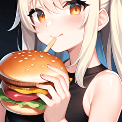 girl eating hamburger