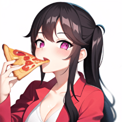 girl eating pizza