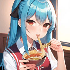 high school girl eating ramen