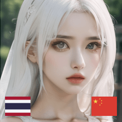 THAI CN silver haired wedding girl