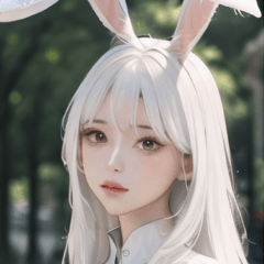 예쁜 흰색 토끼 소녀 A