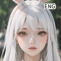 ENG 귀여운 흰색 토끼 소녀