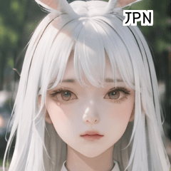 JPN white cute rabbit ear girl