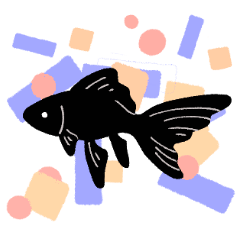 Kingyo fish sticker Black