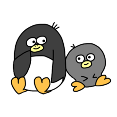 ペンギンとちびペンギンのスタンプ