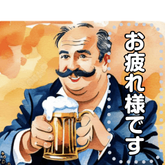 ビールジョッキおじさん☆水彩風