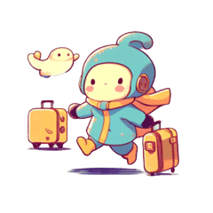 a cartoon character holding luggage