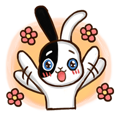 black and white dodge rabbit - LINE スタンプ | LINE STORE