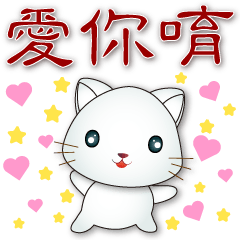 Cute white cat - practical greeting*.*