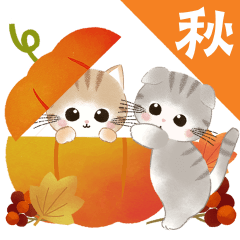 move watercolor fluffy autumn kitten