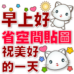 Cute white cat- space-saving stickers