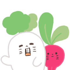 animated young radish and little cherry