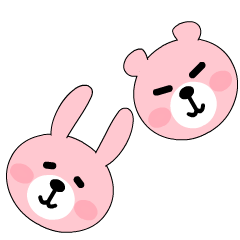 pink bear and rabbit