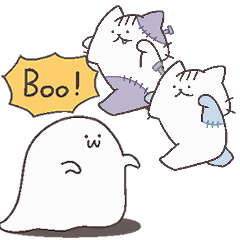 Cute ghost and small cats for Halloween!