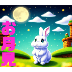 Full moon  rabbit stickers  230925
