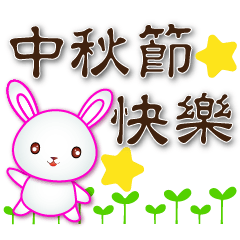 Cute white rabbit - happy and practical