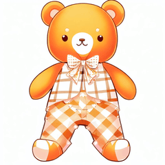 Orange Check Bear Illustration