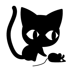 かわいいシンプル黒猫スタンプ